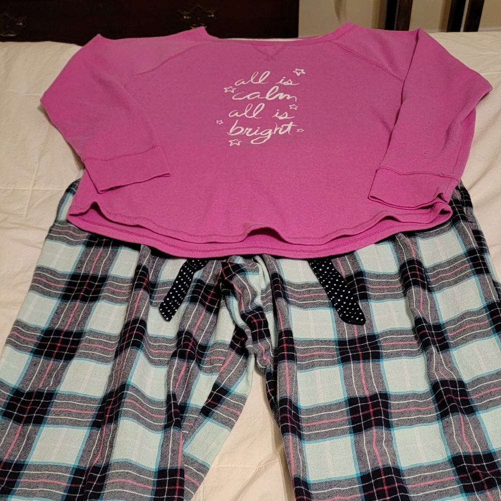 Sonoma Pink Top and Plaid Pajama Set